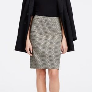 Ann Taylor Geometric Pattern Pencil Skirt - Black and Cream